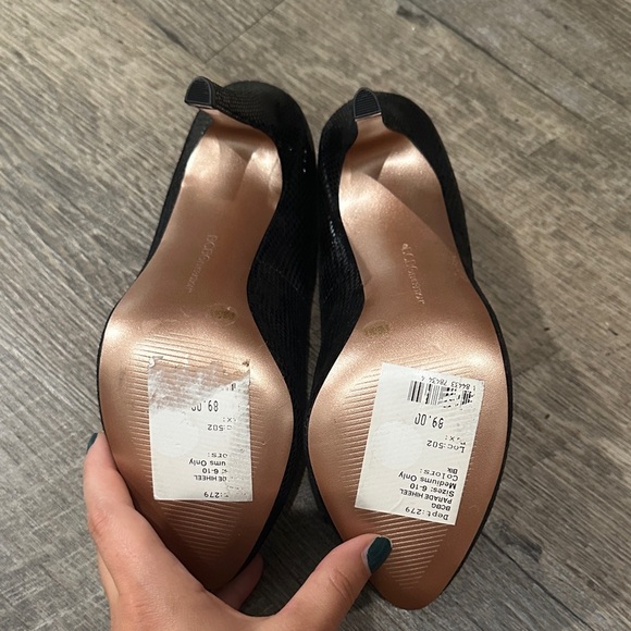 BCBGeneration Shiny Black Textured Heels - Picture 2 of 5